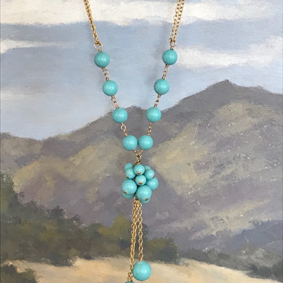 Turquoise and gold necklace - Picture 2 of 6